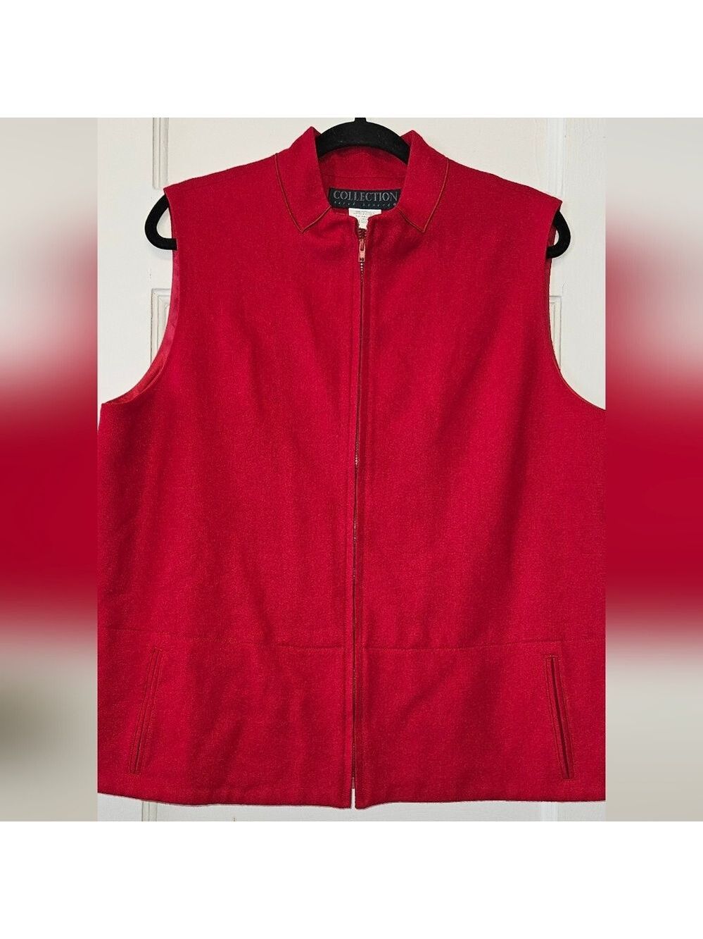 Harve Benard Wool Zip Up Vibrant Red Vest Size 16